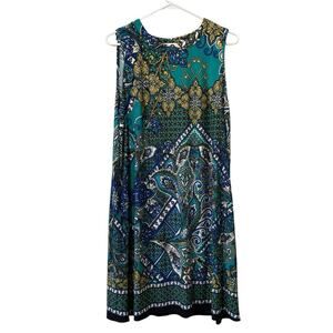 AGB Women Size Large Dress Sleeveless Stretch Paisley Office Career Summer City